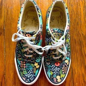 WF58356 KEDS X Rifle Paper Co Lourdes Floral Anchor Women Shoes Sneakers Sz 7